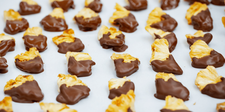 chocolate covered pineapple bites