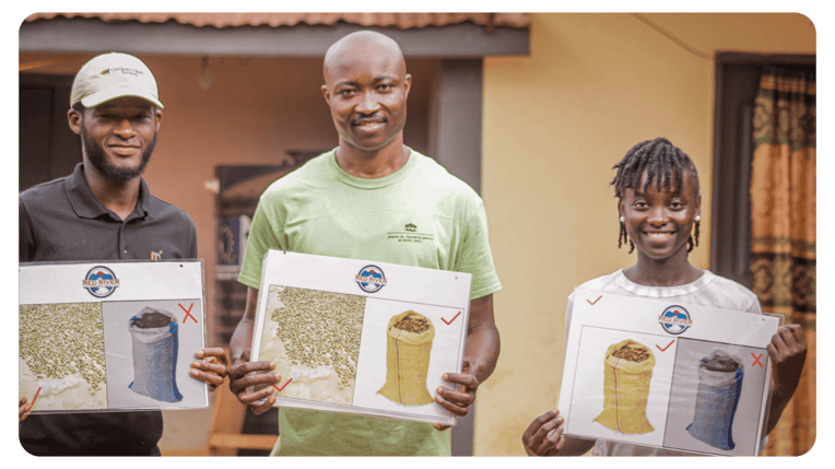 Red River Foods farmers training on cashew best practices in IVC