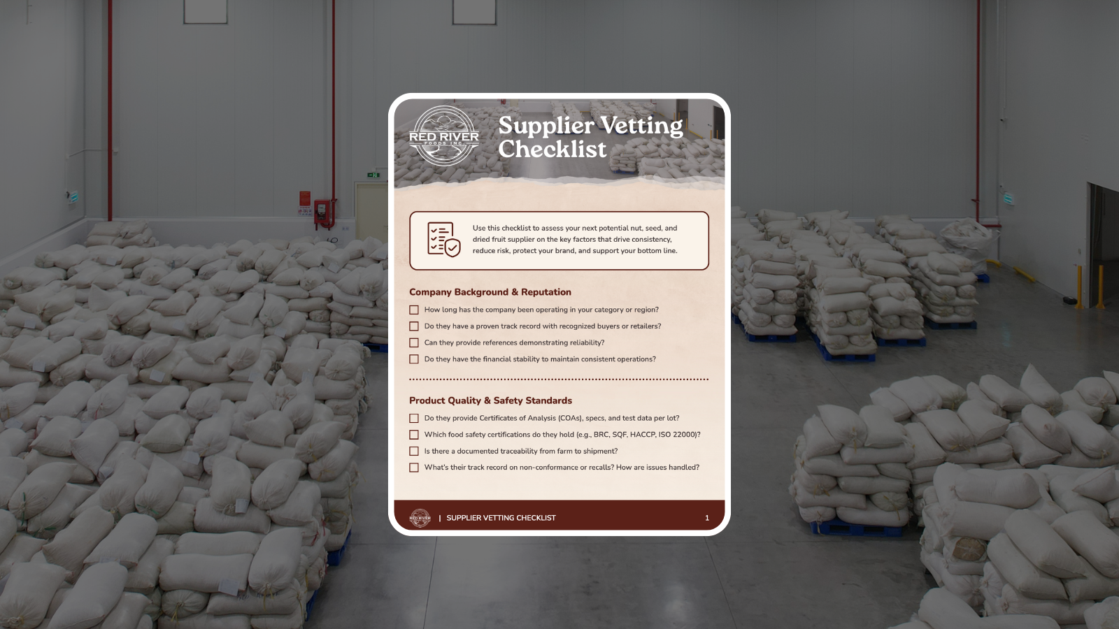 supplier vetting checklist